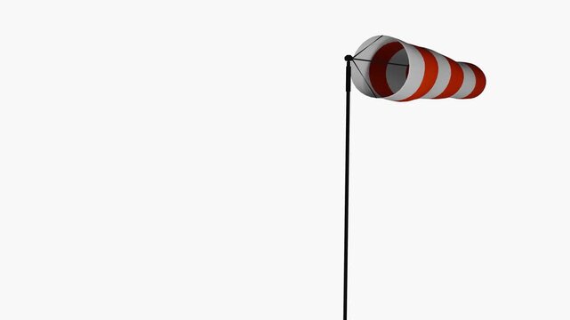 Red and White Windsock on Pole Indicating Wind Direction at Airport or Industrial Site