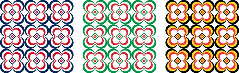 france, italy and belgium flags crescent pattern. vector illustration