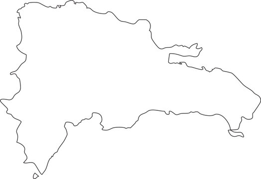 Map of Dominican Republic Stroke Outline Shape Editable Design Transparent Background Vector