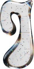 3d rendered letter made of transparent water with liquid smooth shape and air bubbles