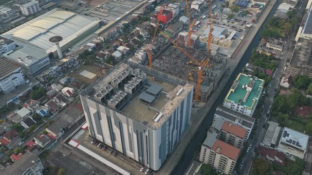 Aerial view of data center and cityscape in bangkok