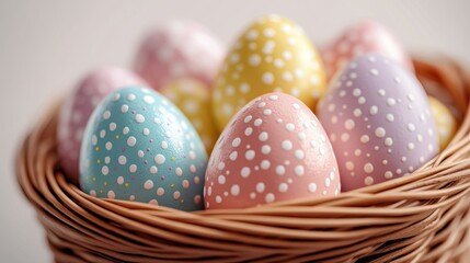 Fototapeta premium Happy Easter day with Colorful Easter eggs,Spring holiday,Happy easter eggs,festive clip art,Happy Easter greeting card, poster, banner template,april festive concept.