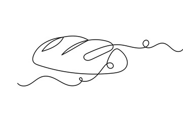 Long loaf bread icon continuous one line drawing and minimalist style isolate outline vector © Habiza19721