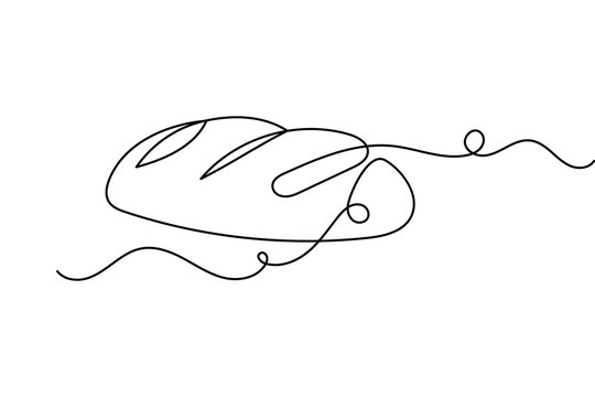 Long loaf bread icon continuous one line drawing and minimalist style isolate outline vector