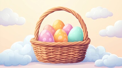 Fototapeta premium Happy Easter day with Colorful Easter eggs,Spring holiday,Happy easter eggs,festive clip art,Happy Easter greeting card, poster, banner template,april festive concept.