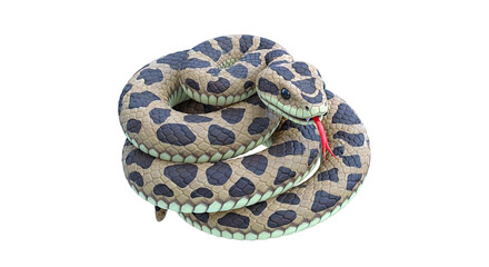 Fototapeta premium 3D Rendered Rattlesnake Coiled with Tongue Flicking