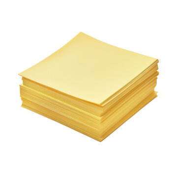 A neat stack of bright yellow sticky notes for organization on transparent background
