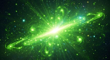 Fototapeta premium Vibrant Green Celestial Body in Space.