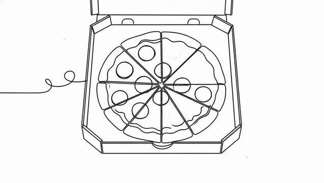 one line art video motion pizza packet