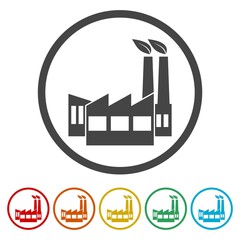Obraz premium Green factory icon. Set icons in color circle buttons