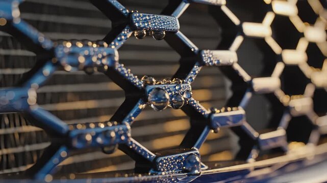 Close-Up of Car Grill With Water Droplets
