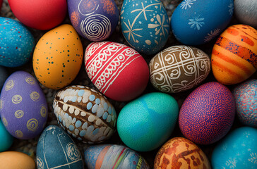 Fototapeta premium Vibrant Easter eggs with unique patterns and colors