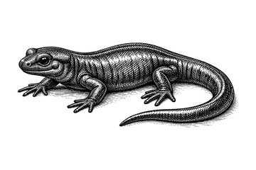 Fototapeta premium Detailed black and white lizard in engraving style
