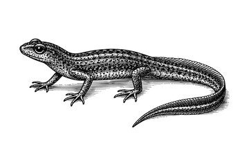 Obraz premium Detailed hand drawn lizard in monochrome