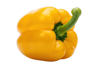 Bright Yellow Bell Pepper Isolated on White Background, Fresh Organic Vegetable