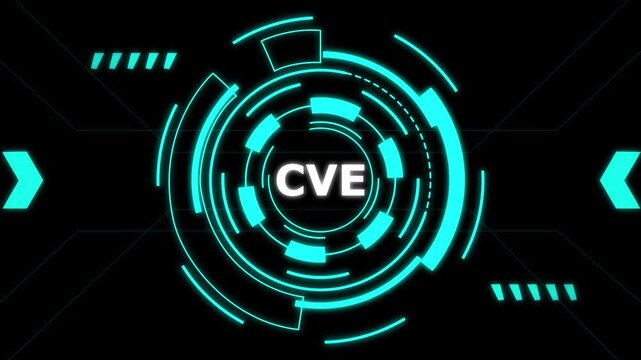 Cybersecurity vulnerability concept with CVE glowing neon target on dark background.
