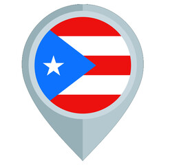 Obraz premium Puerto Rico map location pin icon with national flag. Puerto Rico Flag Map Pin. Location pin with Puerto Rico national flag