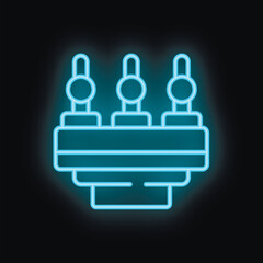 Obraz premium Blue neon icon of beer taps on a black background, perfect for bar, pub, or brewery
