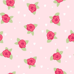 Roses and hearts seamless pattern