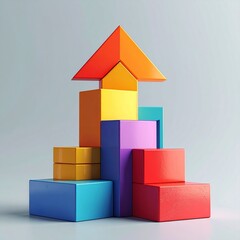 Obraz premium Colorful Wooden Blocks Stacked in Ascending Order.