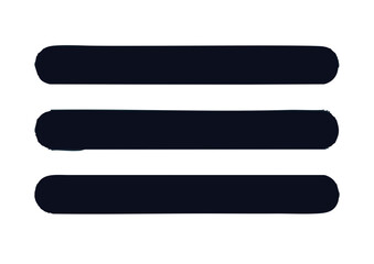 Fototapeta premium Three horizontal black bars on a plain white background viewed from a straightforward perspective