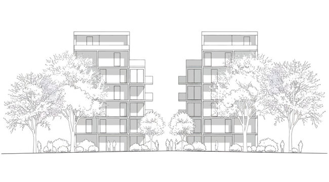Architectural drawing of modern building design