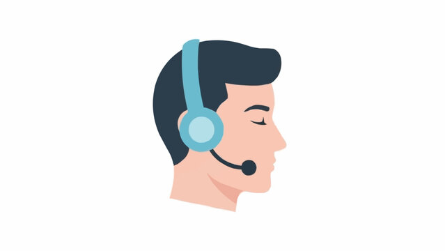 Man wearing blue headset and microphone.