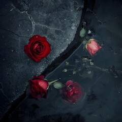 red rose on old grunge background