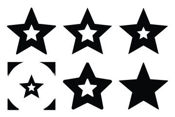 Fototapeta premium Popular silhouette icons of star favorite on white background.