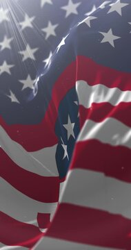United States flag with a republican elephant symbol. 4K Vertical. Loop