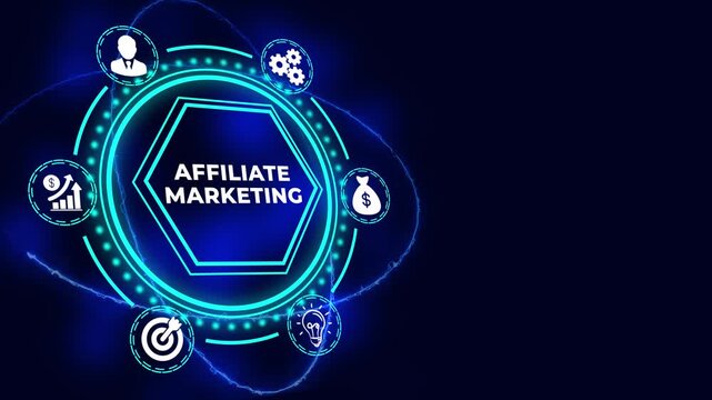 Affiliate Marketing Partnership Revenue Commission Sales Network Concept. Business, Technology, Internet and Network Concept.