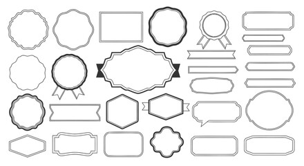 Obraz premium Collection of various vector label and badge shapes isolated on transparent background