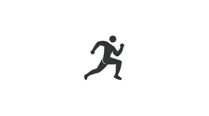 A grayscale icon depicts a silhouetted figure in motion, running across a clean white background