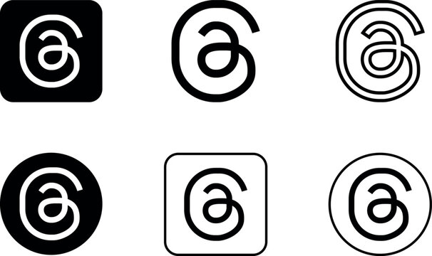 Threads logo icon set on transparent background. Threads icons collection. Social Media Network symbol