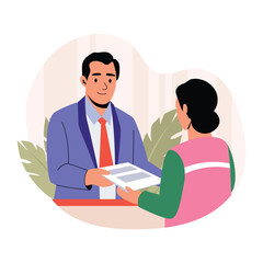 Obraz premium Handing Loan Papers vector illustration. EPS File 