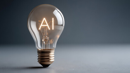 AI's bright idea: A glowing light bulb illuminates AI, symbolizing innovation and intelligence. The image encapsulates the forward-thinking concept of artificial intelligence.