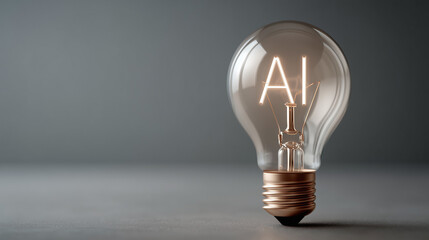 AI Spark: A glowing light bulb illuminates, casting the letters 'AI' in a beacon of technological progress and innovative thought. The scene is bathed in a soft light.