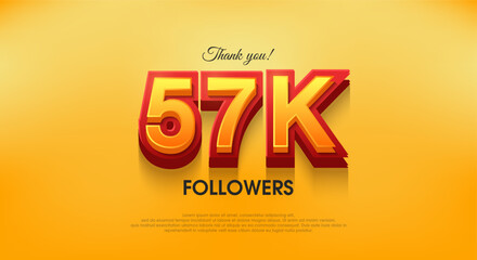 Thank you 57k followers 3d design, vector background thank you.