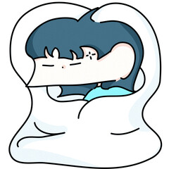 illustration of a cartoon girl sleeping.