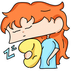 Sleepy Character Holding a Pillow Ready for Nap Time
