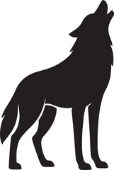 Obraz premium Black silhouette of a howling wolf on a white background, wildlife vector illustration