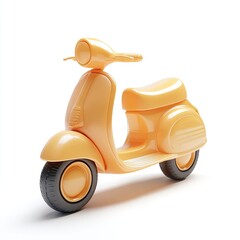 3D rendered, light orange Vespa-style scooter