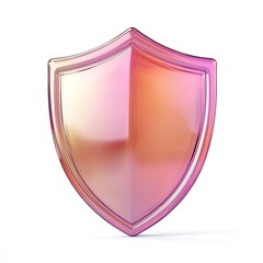 Glossy, iridescent pink shield