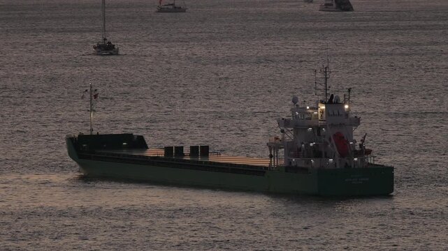 Cargo ship in the Tejo river in Lisbon
