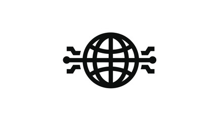 A simple, graphic representation of the Earth linked by data connections on a pure white background