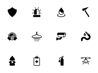 Emergency and Fire Safety Silhouette Icon Set for Rescue Services