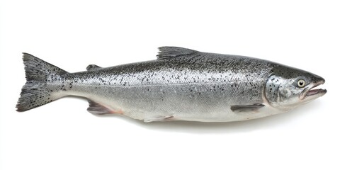 The Atlantic salmon isolated on white background fresh whole fish culinary ingredient