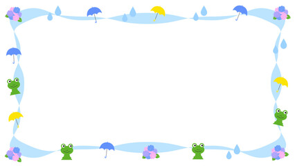 Obraz premium 雨の日 イラスト フレーム 横長