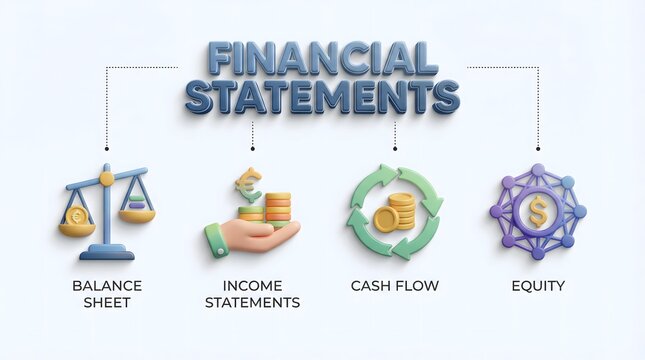 Financial statements concepts with icons