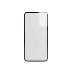 Modern smartphone with blank white screen, front view isolated on Transparent Background